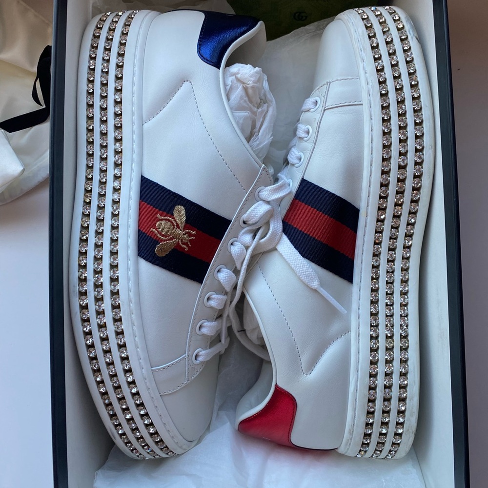 Gucci Ace Crystal Platform Sneakers